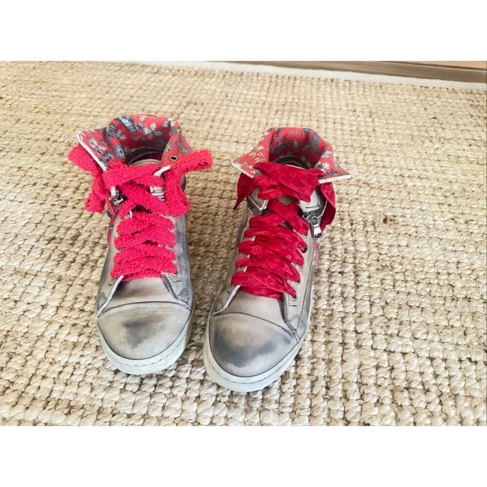 Le Crown Handmade in Italy Distressed Leather Convertible High Low Sneakers 37